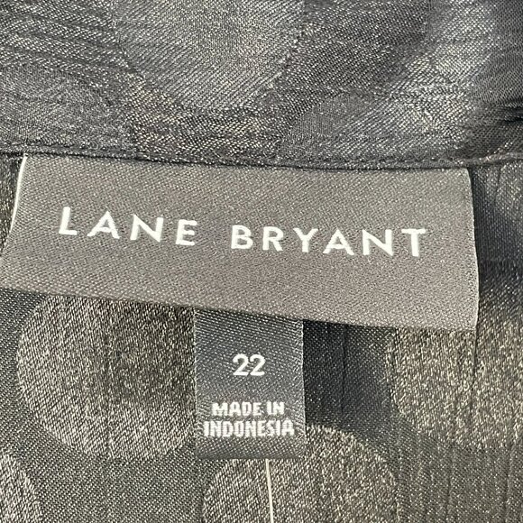 NEW Lane Bryant Womens Plus 22 Black Button Up Blouse Tunic Shirt Long Sleeve - Picture 4 of 14